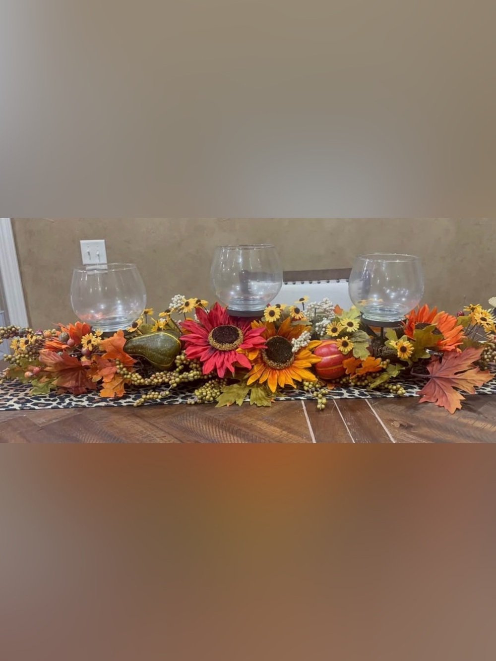 Autumn Harvest Table Garland & 3 Floating Candle Holders